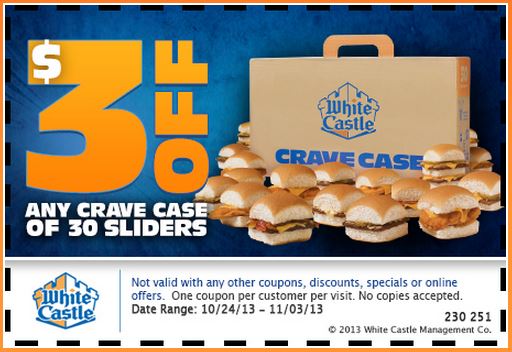 White Castle: $3 off Crave Case Printable Coupon