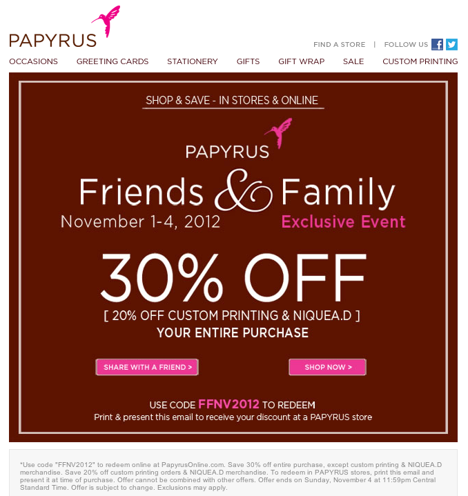 Papyrus: 30% off Printable Coupon
