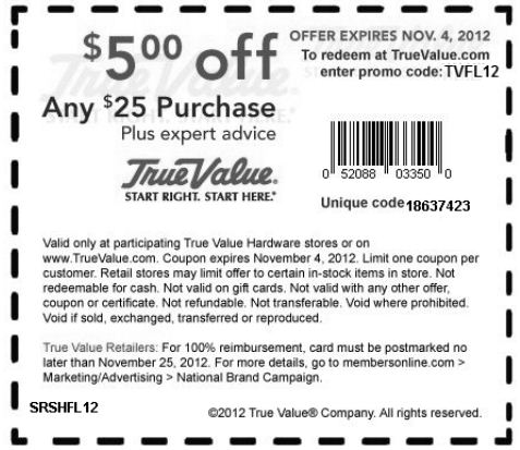 True Value Promo Coupon Codes and Printable Coupons