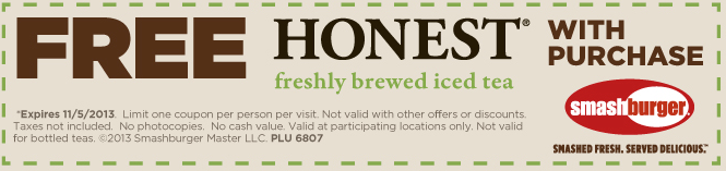 Smashburger: Free Honest Tea Printable Coupon