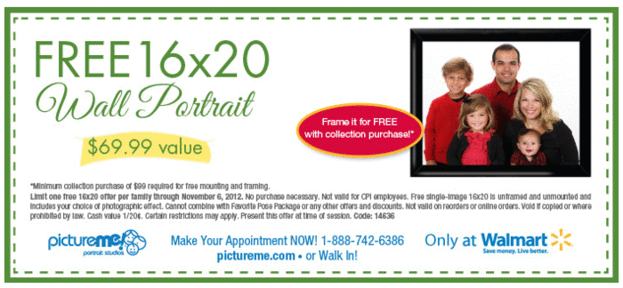 Wal-Mart.com: Free Wall Portrait Printable Coupon