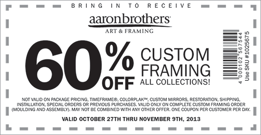Aaron Brothers: 60% off Custom Framing Printable Coupon
