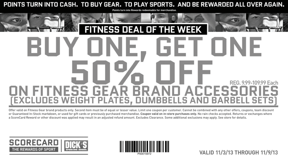 Dick's Sporting Goods: BOGO 50% off Fitness Gear Printable Coupon