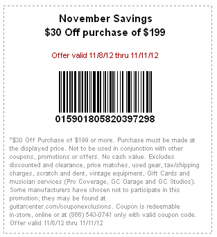 Guitar Center Promo Coupon Codes and Printable Coupons