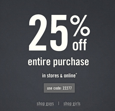 Abercrombie Kids: 25% off Printable Coupon