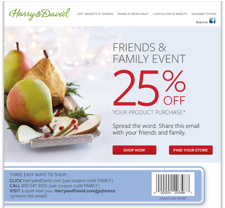 Harry & David Promo Coupon Codes and Printable Coupons