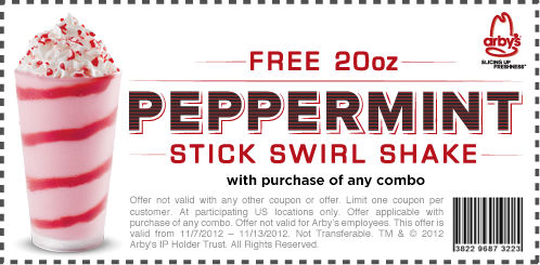 Arbys: Free Peppermin Shake Printable Coupon
