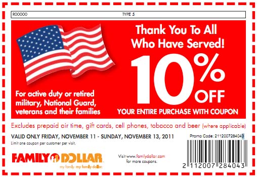 Family Dollar: 10% off Printable Coupon