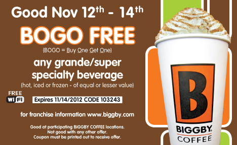 Biggby Coffee: BOGO Free Printable Coupon