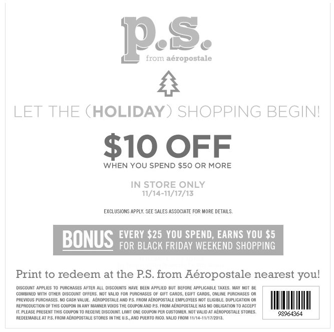 Aeropostale Promo Coupon Codes and Printable Coupons