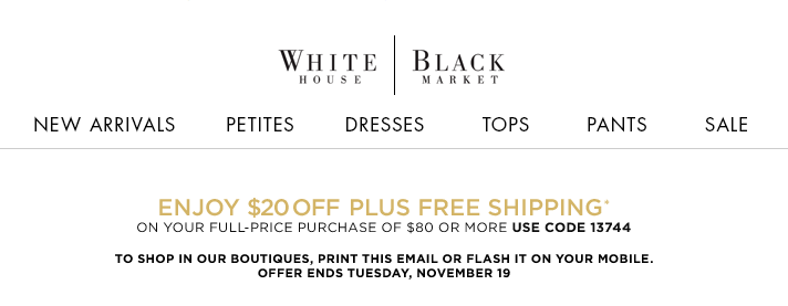 White House Black Market Promo Coupon Codes and Printable Coupons