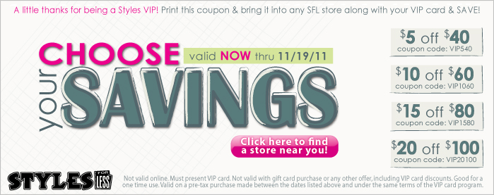Styles For Less: $5-$20 off Printable Coupon