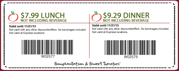 Souplantation & Sweet Tomatoes: 2 Printable Coupons