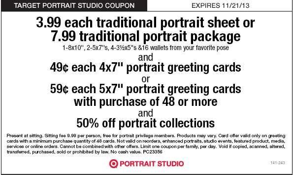Target: $7.99 Traditional Portrait Printable Coupon