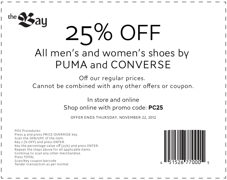 The Bay: 25% off Shoes Printable Coupon