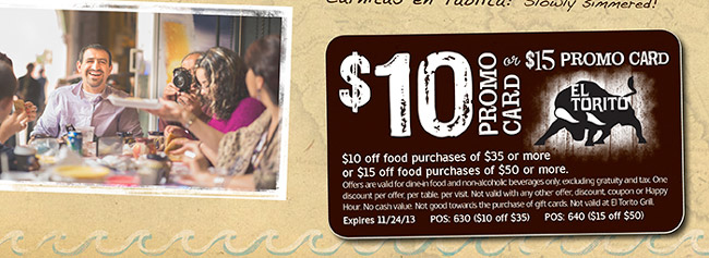 El Torito Mexican Restaurant Promo Coupon Codes and Printable Coupons