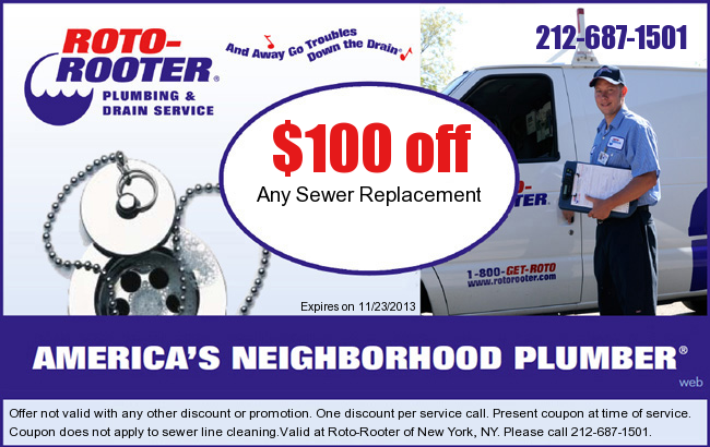 Roto Rooter: $100 off Sewer Service Printable Coupon