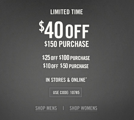 Abercrombie: $10-$40 off Printable Coupon