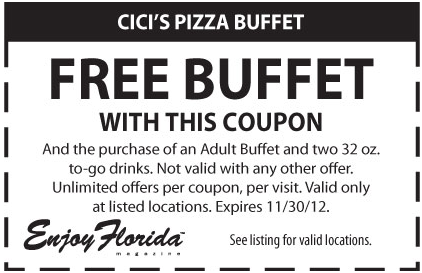 CiCi's Pizza: Free Buffet Printable Coupon