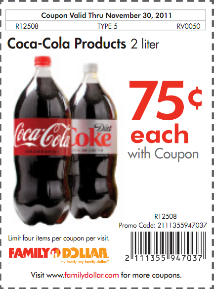 Family Dollar: $.75 2 Liter Coke Printable Coupon