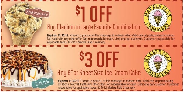 Marble Slab Creamery: $1-$3 off Printable Coupon