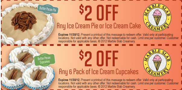 Marble Slab Creamery Promo Coupon Codes and Printable Coupons