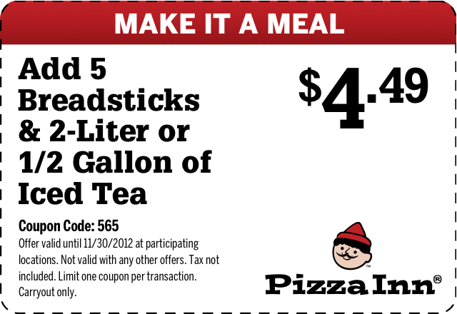 Pizza Inn: $4.49 Breadsticks & Iced Tea Printable Coupon