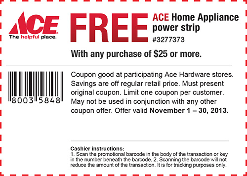 Ace Hardware: Free Power Strip Printable Coupon