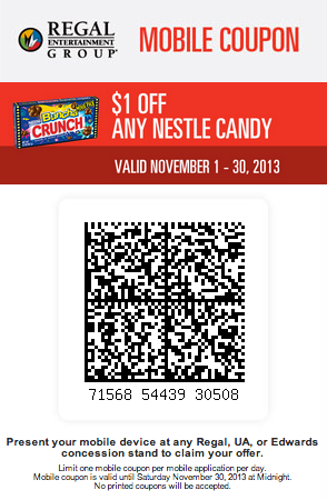 Regal Cinema: $1 off Nestle Candy Printable Coupon