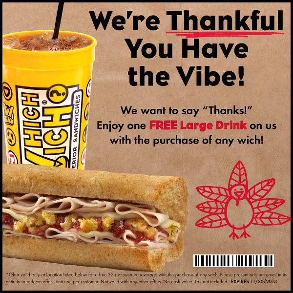 Which Wich: Free Large Drink Printable Coupon