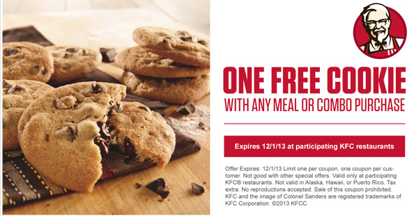 KFC: One Free Cookie Printable Coupon