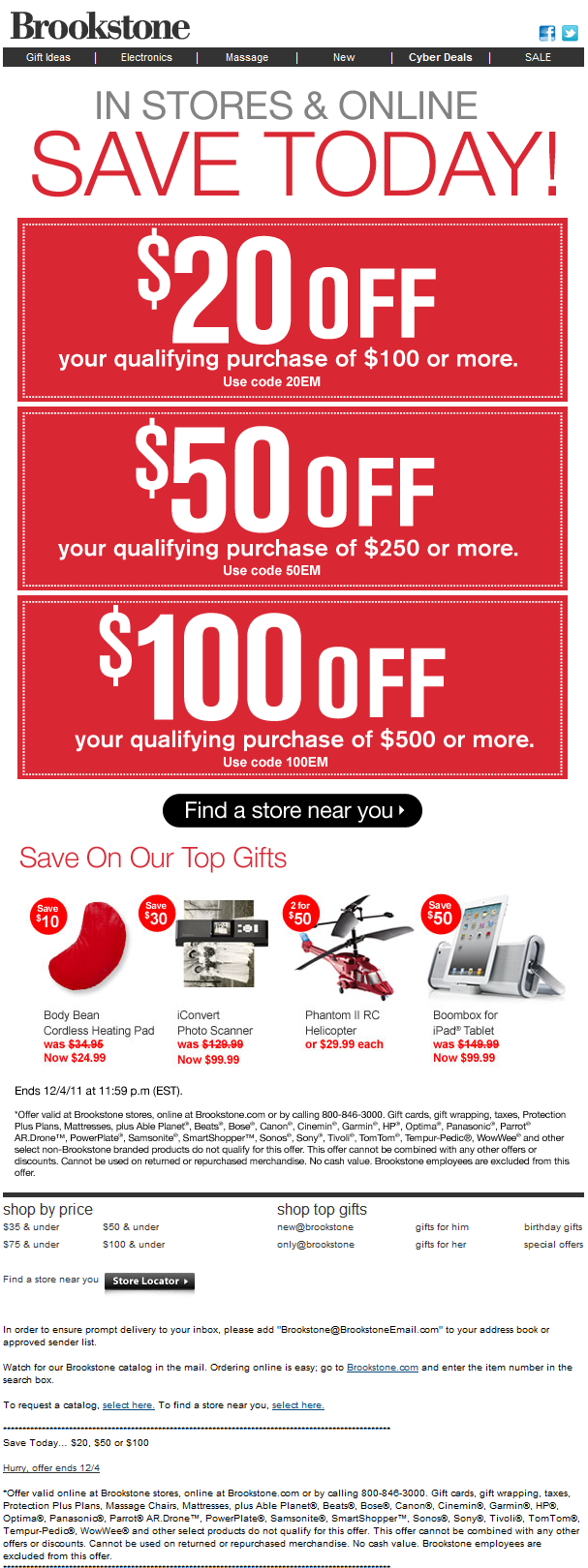 Brookstone Promo Coupon Codes and Printable Coupons
