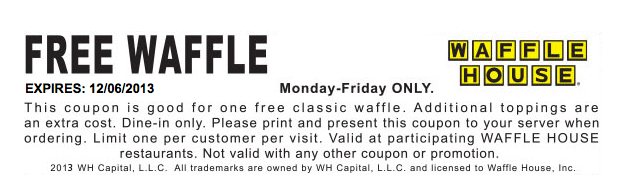 Waffle House Promo Coupon Codes and Printable Coupons