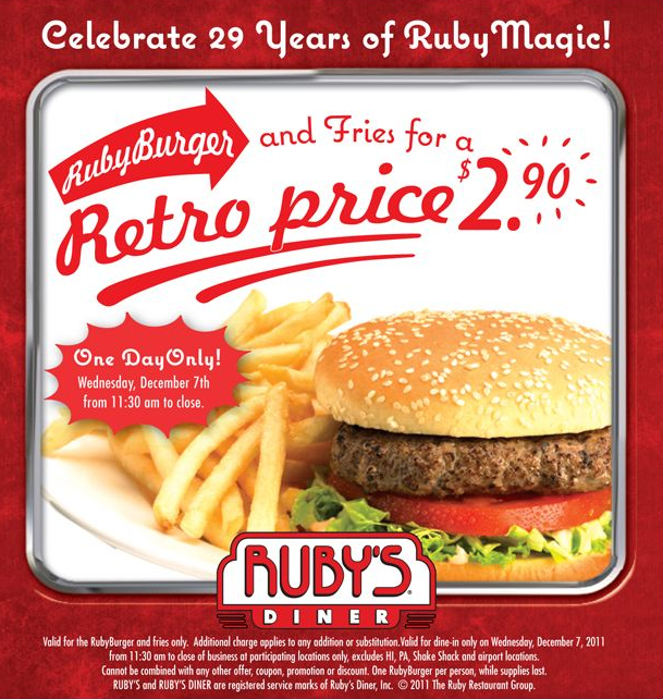 Rubys Diner: $2.90 Meal Printable Coupon