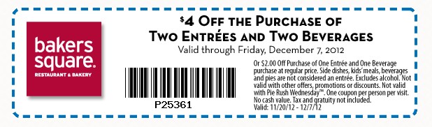 Bakers Square: $4 off Printable Coupon