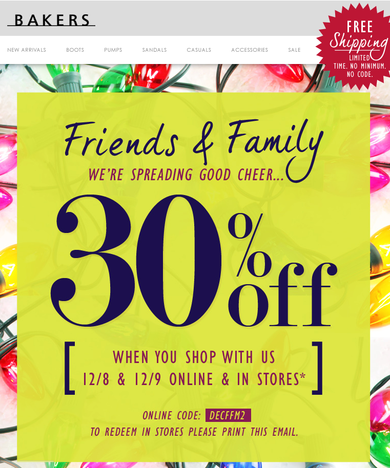 Bakers Shoes: 30% off Printable Coupon