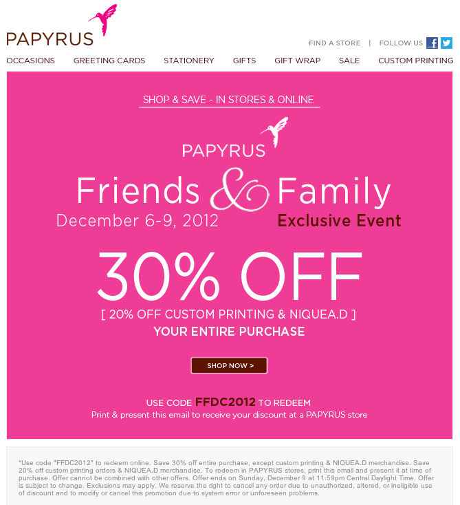 Papyrus: 30% off Printable Coupon