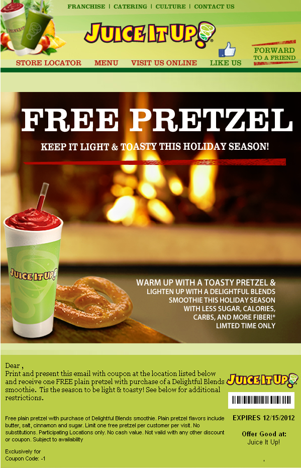 Juice It Up: Free Pretzel Printable Coupon