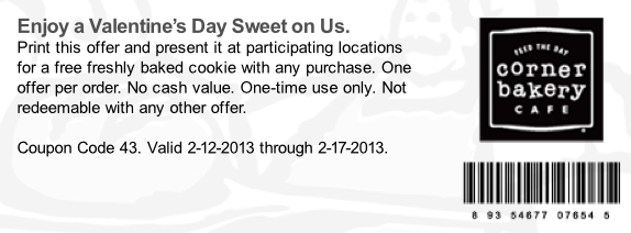 Corner Bakery Cafe: Free Cookie Printable Coupon