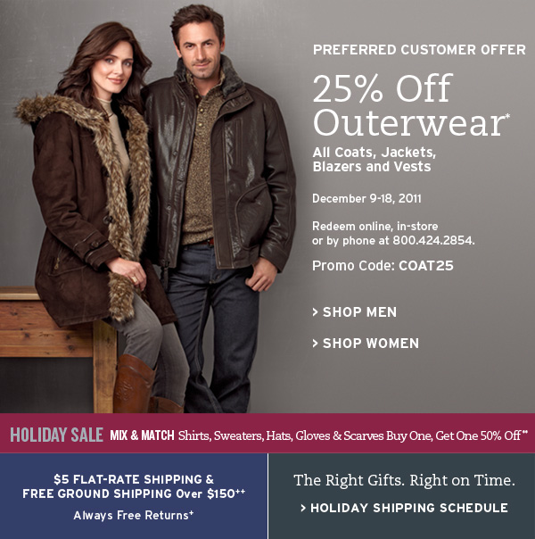 Johnston & Murphy: 25% off Outerwear Printable Coupon