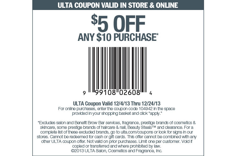 ULTA Beauty: $5 off $10 Printable Coupon