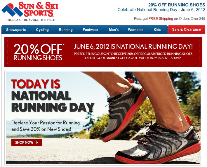 20% off running shoes