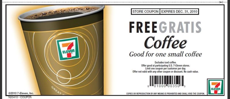 7 Eleven: Free Coffee Printable Coupon