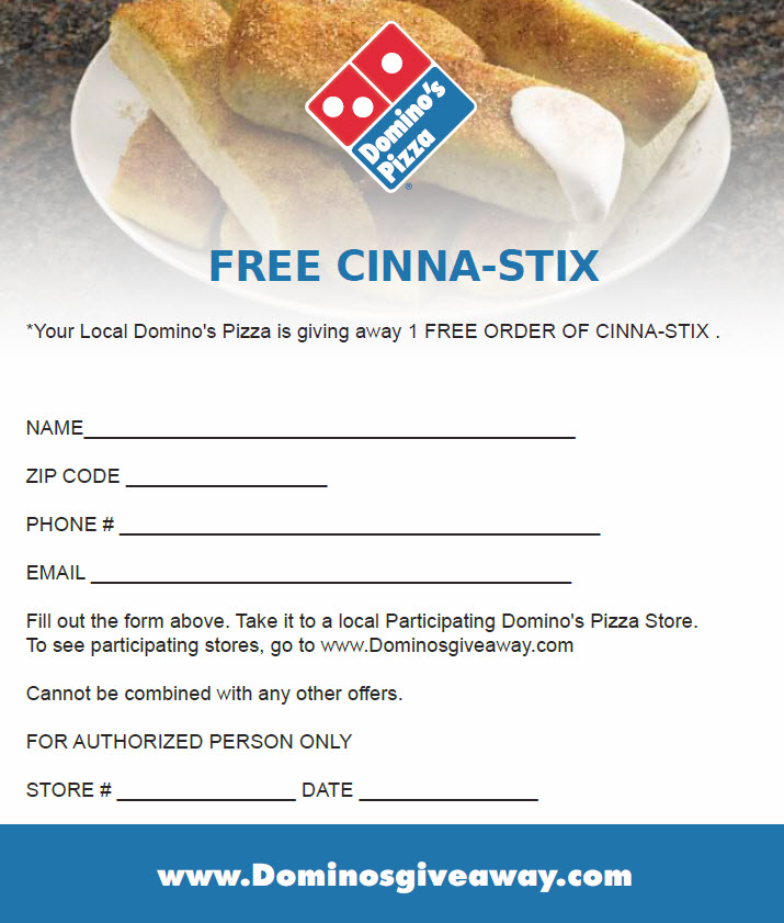 Domino's Pizza: Free Cinna-Stix Printable Coupon