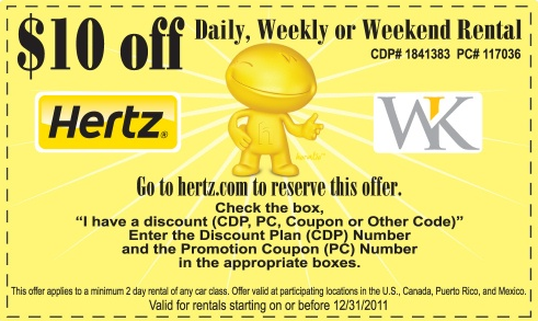 Hertz: $10 off Printable Coupon