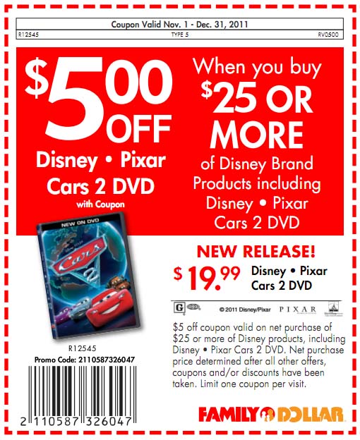 Family Dollar: $5 off $25 Disney Printable Coupon