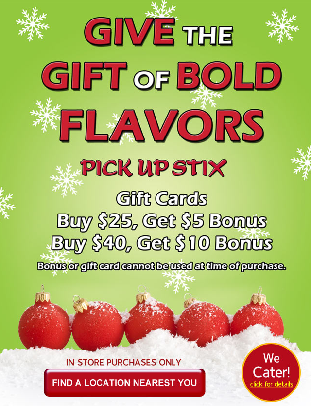 Pick Up Stix: Free $5-$10 Gift Card