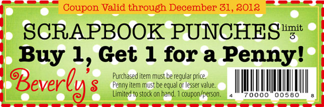 Beverly's: BOGO Penny Scrapbook Punches Printable Coupon