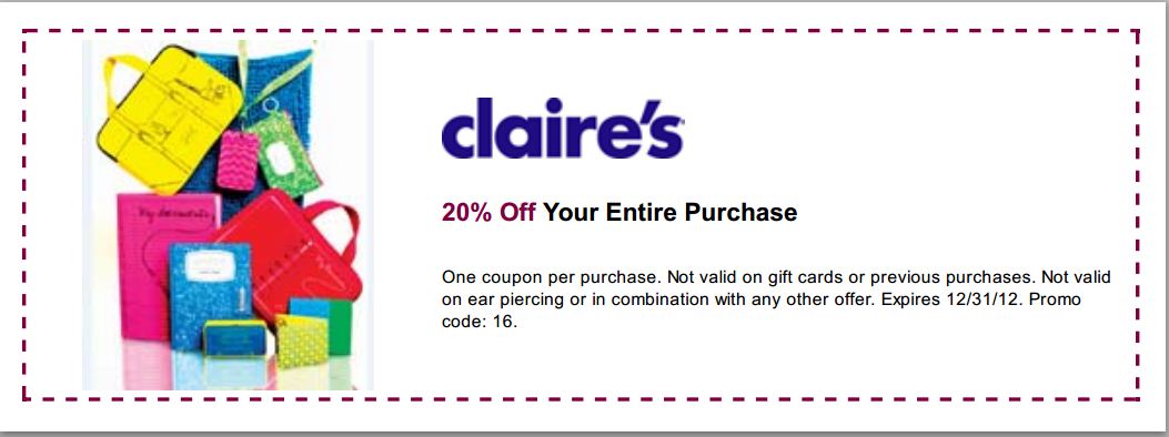 Claire's Promo Coupon Codes and Printable Coupons