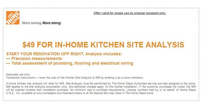 Home Depot: $49 Kitchen Analysis Printable Coupon
